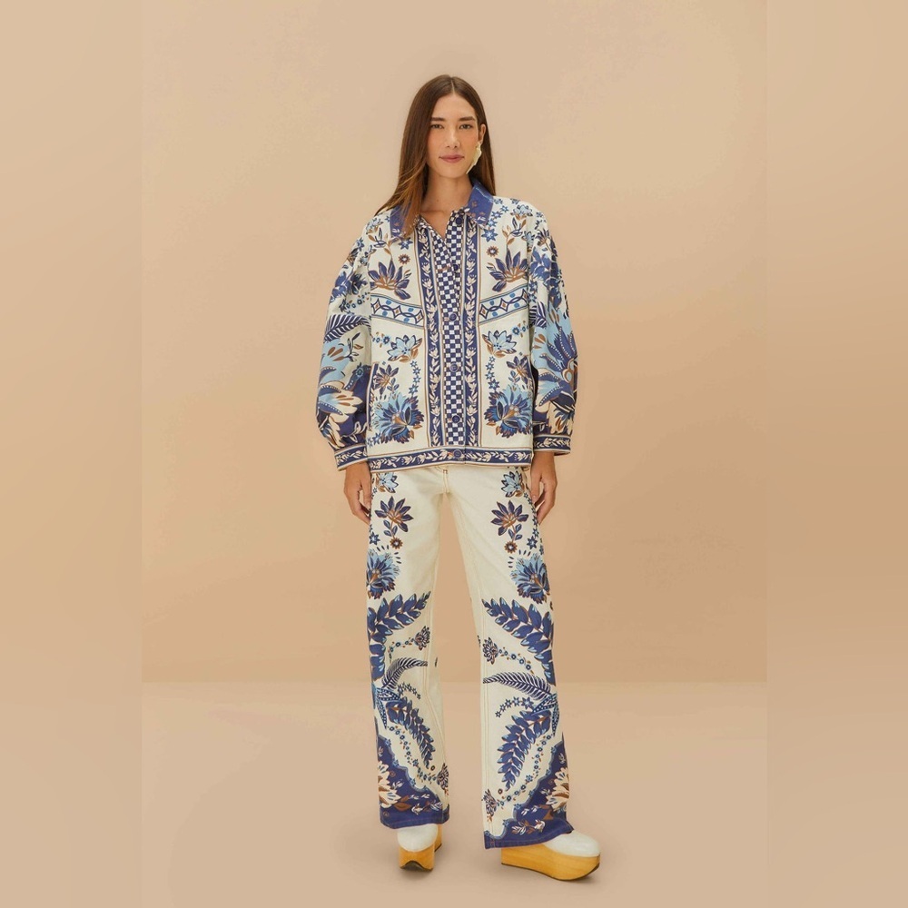 Farm Rio: Off-White Ana Tapestry Tropical Jacket - Winter